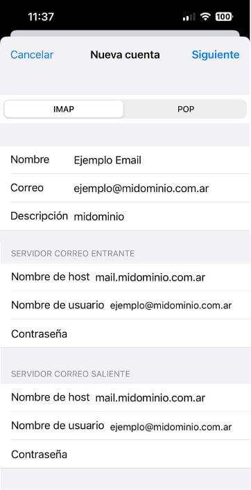 Agregar cuenta de email en celular iOS